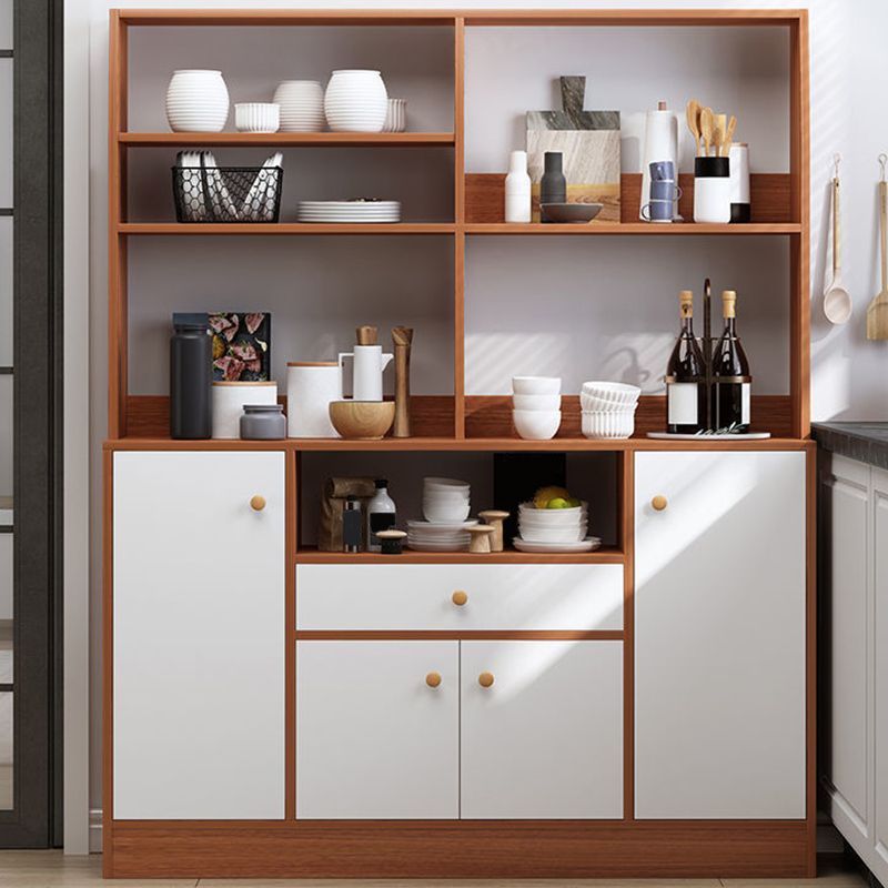 Server in stile contemporaneo di credenza in legno con armadi e cassetti