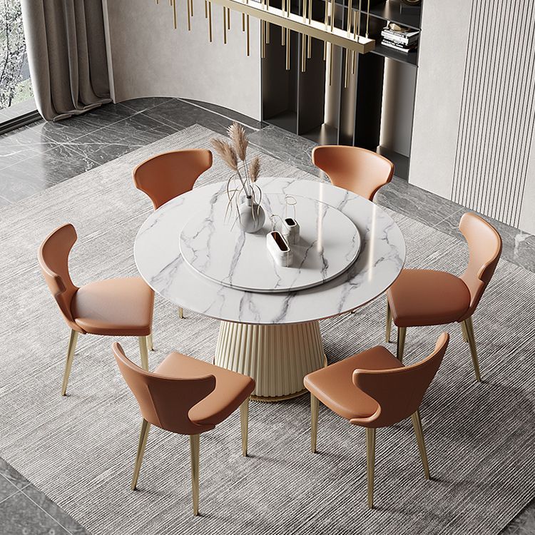Metal Contemporary Round Dining Table Marble Top Table for Dining Room Clearhalo ' dining_table' 'Dining Tables & Seating' 'Dining Tables' 'furn' 'furn_dining_table' 'Furniture' 'furniture_dining_table' 'Kitchen & Dining Furniture' 'kitchen&dining_furn' 'kitchen' 'kitchen_dining_table' 1200x1200_f2047d03-e77d-43be-bd8d-edb91e77590d