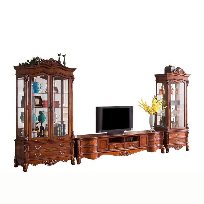 Solid Wood TV Console Traditional Enclosed TV Cabinet with Glide Drawers Clearhalo 'furn' 'furn_tv_stands_entertainment_centers' 'Furniture' 'Living Room Furniture' 'TV Stands & Entertainment Centers' 'TV Stands & Media Storage Furniture' 'tv_stands_entertainment_centers' 1200x1200_f2056a6d-8232-4be1-b54f-d9c4f92b88b5