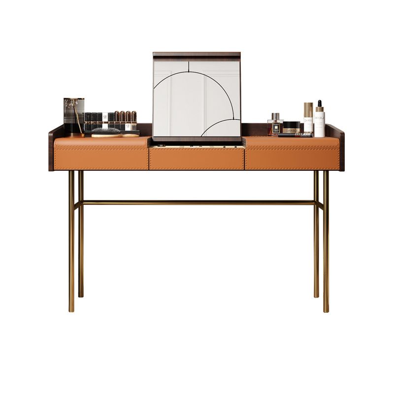 Glam vanità set in pelle top-top con vanità per trucco per camera da letto a specchio a specchio del cassetto