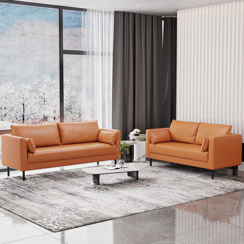 Tuxedo Arm Sofa Stain Resistant Faux Leather Standard Sofa with 4 Pillows Clearhalo 'furn' 'furn_sofas' 'Furniture' 'Living Room Furniture' 'Sofa' 'sofas' 1200x1200_f206184d-20ac-4a1e-8749-345aa61055e4