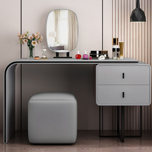 Glam Holz Waschtisch Schminktisch Set 2-Draste Make-up Eitelkeitstischtisch Tisch