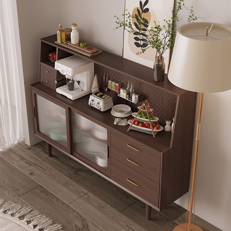 5-Drawer Pine Wood Credenza Modern Glass Sliding Door Cabinets Sideboard for Living Room Clearhalo 'buffet_sideboard' 'Buffets & Sideboards' 'furn' 'furn_buffet_sideboard' 'Furniture' 'furniture_buffet_sideboard' 'Kitchen & Dining Furniture' 1200x1200_f2078ce6-2da8-407d-81c7-28c6a5768577