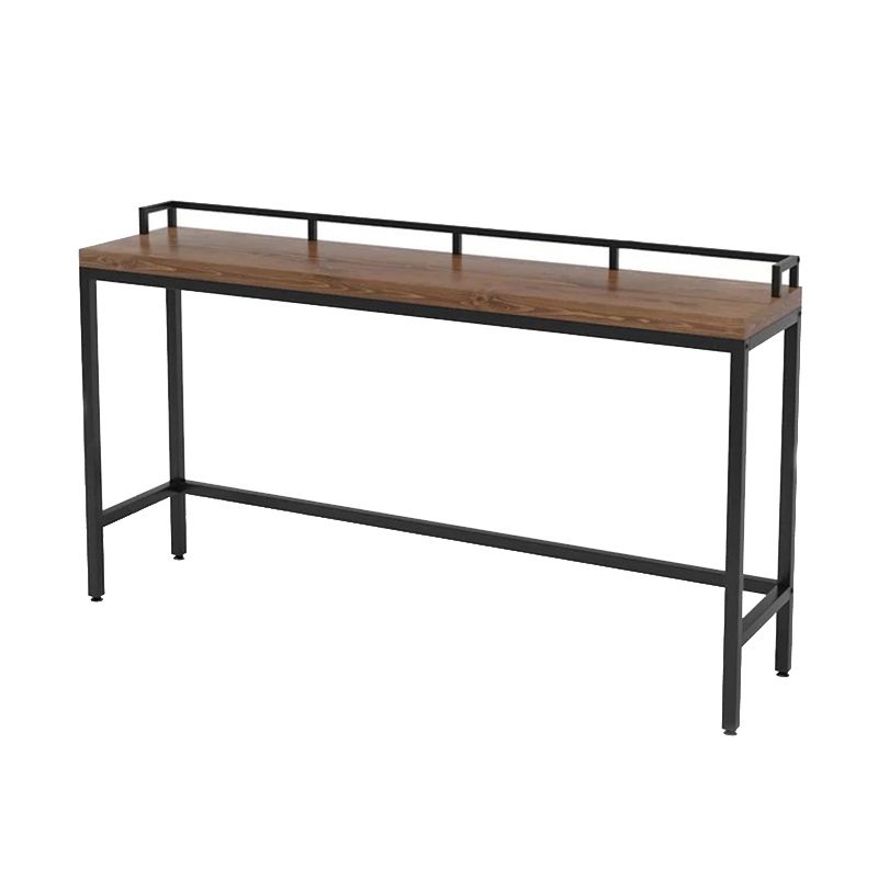 Mesa industrial con altura de barra, mesa de pub con tapa de madera maciza y base negra