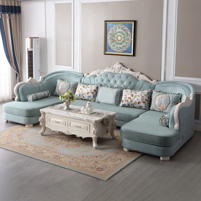 74" Wide French Country Sectional Sofa Leather Sleeper Sectional Clearhalo 'furn' 'furn_sectionals' 'Furniture' 'Living Room Furniture' 'Sectionals' 1200x1200_f208a8a0-7b73-4459-a837-faa4d31c1a78