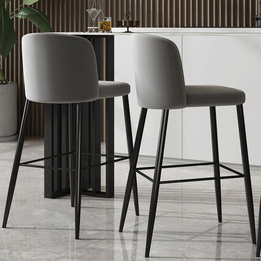 Industrial Style Counter Stool Upholstered Living Room Bar Stool with  Metal Legs