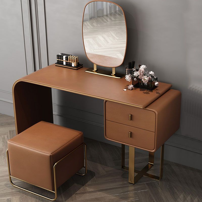 Zeitgenössisches Kunstleder und Holz 2-Draste Make-up Eitelkeitschalter