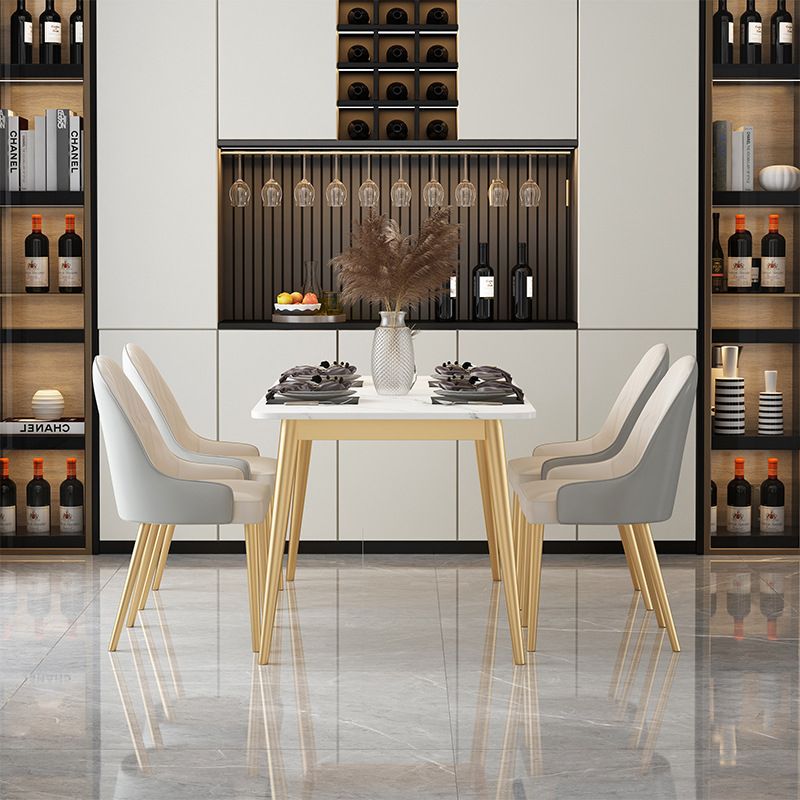 Modern Style Sintered Stone Dining Table with 4 Gold Legs Base for Home Use Clearhalo 'Dining Room Sets' 'Dining Tables & Seating' 'dining_room_set' 'Furniture' 'furniture_dining_room_set' 'Kitchen & Dining Furniture' 'kitchen&dining_furn' 'kitchen' 1200x1200_f20af6dd-c7df-4f5e-85da-90365d1a6016