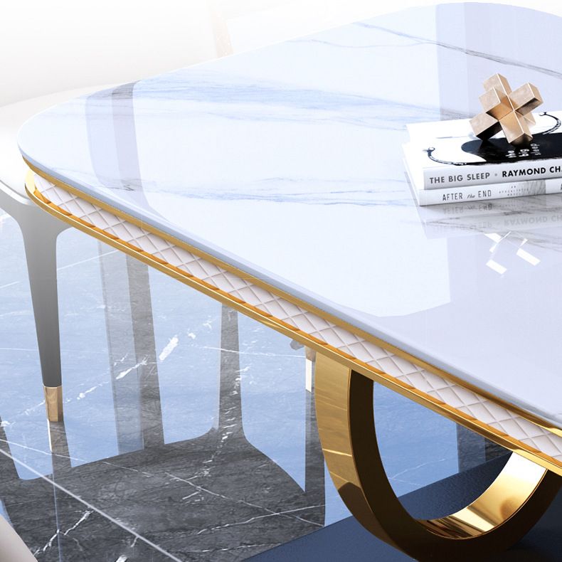 Traditional Luxury Sintered Stone Top Dining Table Rectangle Table with Metal Pedestal Clearhalo ' dining_table' 'Dining Tables & Seating' 'Dining Tables' 'furn' 'furn_dining_table' 'Furniture' 'furniture_dining_table' 'Kitchen & Dining Furniture' 'kitchen&dining_furn' 'kitchen' 'kitchen_dining_table' 1200x1200_f20c0ba3-8e14-445e-be0e-635707942164