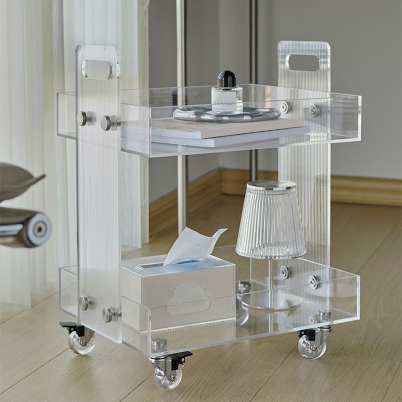 Modern Plastic Rectangular End Table Double Tier Corner Table with Storage Clearhalo 'Coffee & Accent Tables' 'End & Side Tables' 'end_side_tables' 'furn' 'furn_end_side_tables' 'Furniture' 'Living Room Furniture' 1200x1200_f20c361e-6b03-4b0b-a481-80958e3cf528