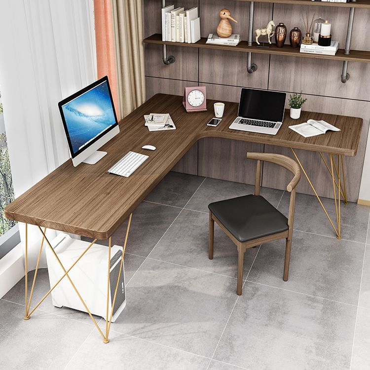 Glam Style Office Desk Solid Wood L-Shaped Desk with Gold Frame Clearhalo 'furn' 'furn_office_desk' 'Furniture' 'furniture_office_desk' 'Office Desks' 'Office Furniture' 'office_desk' 1200x1200_f20c735e-79e4-4eee-bdc8-ca7bf2ce9087