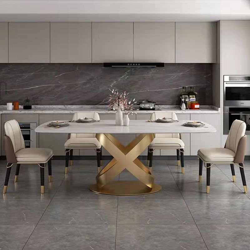 Traditional Luxury Stainless Steel Table Rectangle Dining Table for Home Clearhalo ' dining_table' 'Dining Tables & Seating' 'Dining Tables' 'furn' 'furn_dining_table' 'Furniture' 'furniture_dining_table' 'Kitchen & Dining Furniture' 'kitchen&dining_furn' 'kitchen' 'kitchen_dining_table' 1200x1200_f20edee8-479e-4d59-8c92-c5b31ab0d95d