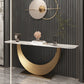 Glam Stone Console Table 16" W Half Moon Stain Resistant Accent Table for Hall