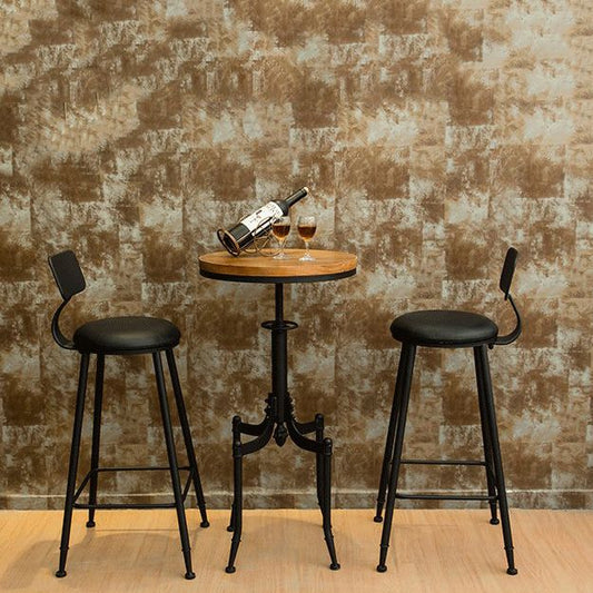 Industrial Wood Bar Table Set 1/2/3 Pieces Round Counter Set for Home Use