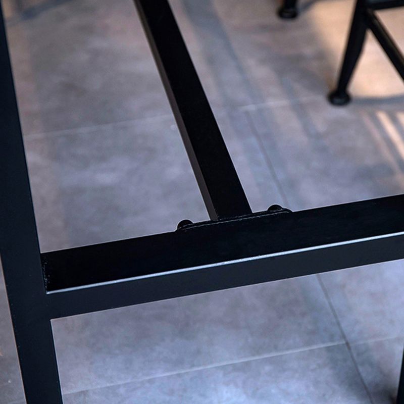 Brown Solid Wood Bar Table Industrial Bar Dining Table with Black Trestle Base Clearhalo 'Bar Furniture' 'Bar Tables' 'bar_tables' 'furn' 'furn_bar_tables' 'Furniture' 'Kitchen & Dining Furniture' 1200x1200_f212dd3c-2d09-4d90-ac98-9af5aba469a2