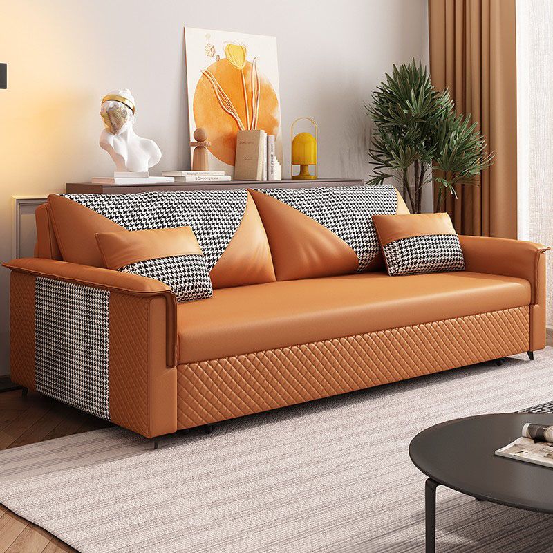 Modern Pillow Top Arm Sofa Bed Faux Leather Sofa with Storage Clearhalo 'furn' 'furn_sofas' 'Furniture' 'Living Room Furniture' 'Sofa' 'sofas' 1200x1200_f2155057-6367-41e0-8034-ab2b89bd2c21