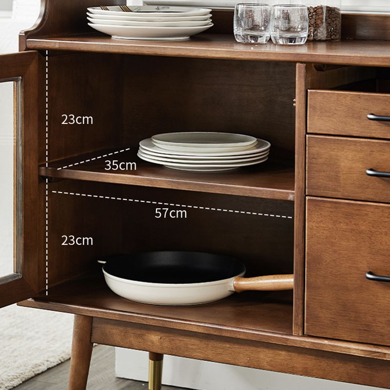 Modern Dining Hutch Wood Glass Doors Display Cabinet with Doors for Dining Room