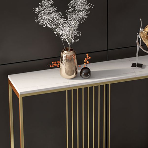 Tabella della console di base di cavalletto di ferro con tavolo accento superiore in pietra rettangolo