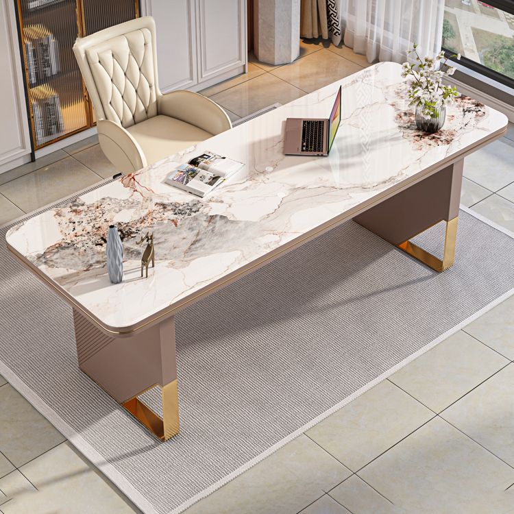 Rectangular Shaped Stone Office Desk 2 Legs Writing Desk in Brown Clearhalo 'furn' 'furn_office_desk' 'Furniture' 'Office Desks' 'Office Furniture' 'office_desk' 1200x1200_f21ab07f-5948-45f7-93db-f6eb0ba379ed