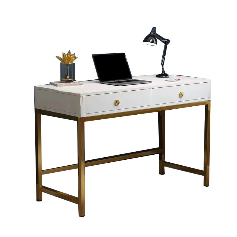 Glam Manufactured Wood Office Desk 19.68" W Home Writing Desk with 2-Drawer Clearhalo 'furn' 'furn_office_desk' 'Furniture' 'Office Desks' 'Office Furniture' 'office_desk' 1200x1200_f21abf04-76be-401b-8770-c64397fc13b8