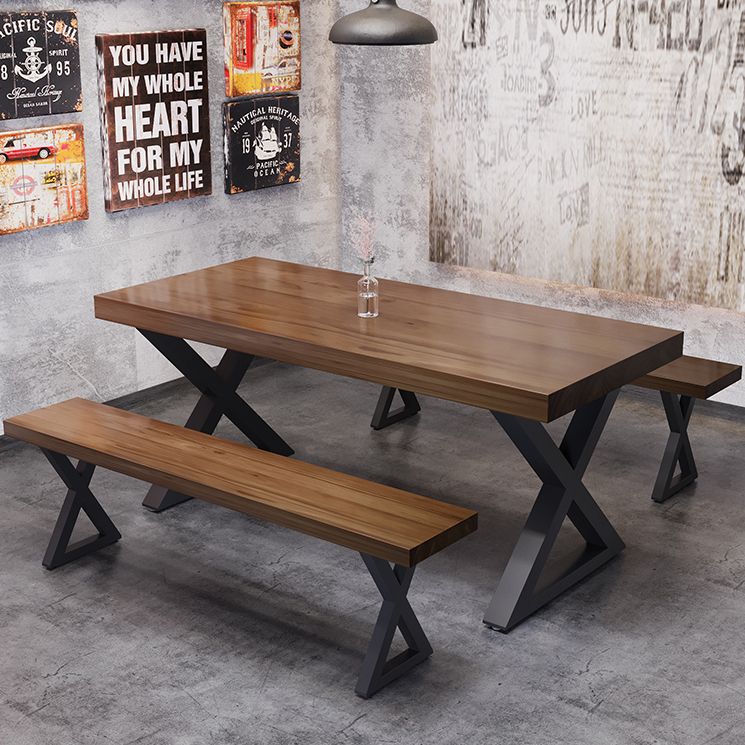 Industrial Solid Wood Dinner Room Kitchen Table Rectangle Sled Base Table for Dining Room Clearhalo ' dining_table' 'Dining Tables & Seating' 'Dining Tables' 'furn' 'furn_dining_table' 'Furniture' 'furniture_dining_table' 'Kitchen & Dining Furniture' 'kitchen&dining_furn' 'kitchen' 'kitchen_dining_table' 1200x1200_f21b1ae1-b793-44c2-9536-1c22ec932770