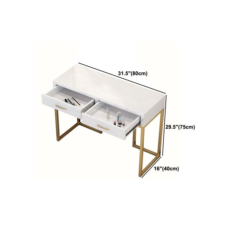 Contador de maquillaje blanco brillante 15.74 "Tablas de tocador de ancho con cajones de almacenamiento