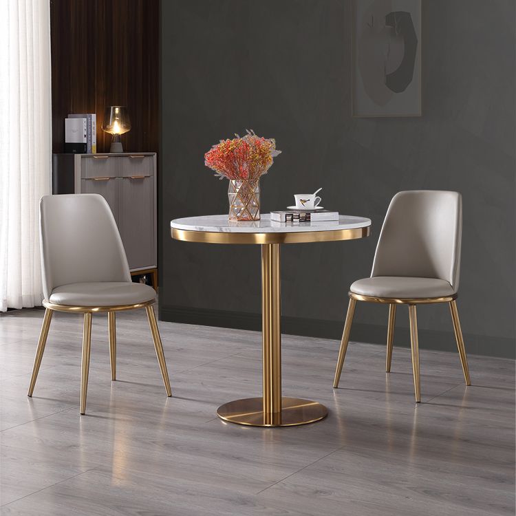 Marble Dining Table Single Pedestal Metallic Base Round Table for Home Clearhalo ' dining_table' 'Dining Tables & Seating' 'Dining Tables' 'furn' 'furn_dining_table' 'Furniture' 'furniture_dining_table' 'Kitchen & Dining Furniture' 'kitchen&dining_furn' 'kitchen' 'kitchen_dining_table' 1200x1200_f21e6a20-8331-48c6-bb65-3df55ff41ad4