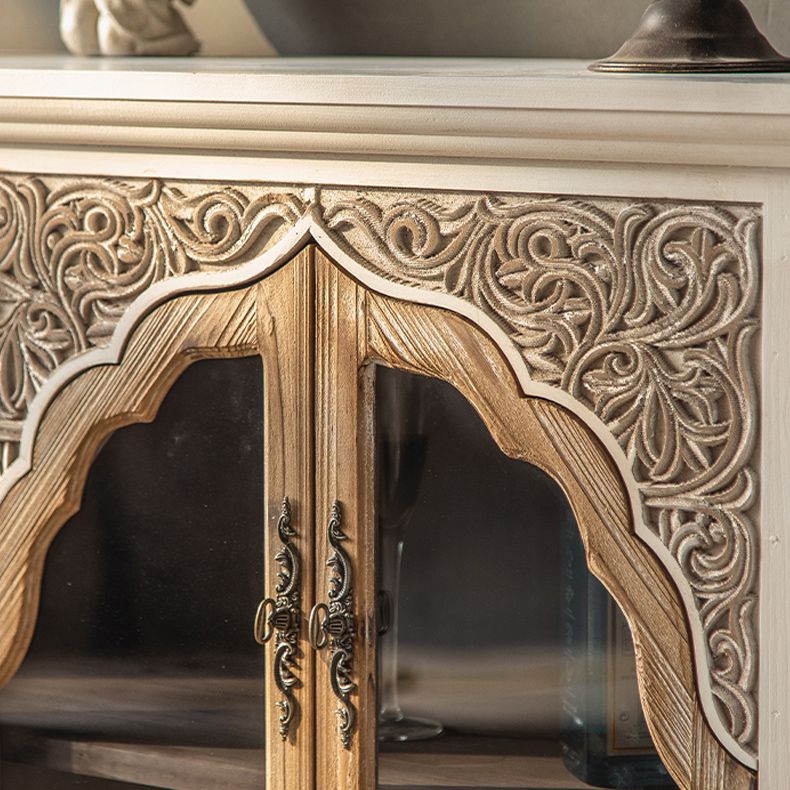 Industrial Wood Accent Cabinet Distressed Finish Fretwork Accent Cabinet Clearhalo 'Cabinets & Chests' 'cabinets_chests' 'furn' 'furn_cabinets_chests' 'Furniture' 'Living Room Furniture' 1200x1200_f21f5e50-00f2-4a10-b81a-611ecbb43346