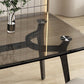 Rectangular Dining Table Modern Glass Tabletop with Metal Legs