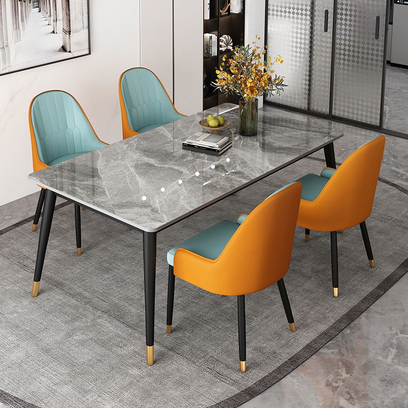 Modern 4 Legs Dining Table Grey Stone Top Table for Dining Room Clearhalo 'Dining Tables & Seating' 'Dining Tables' 'dining_table' 'furn' 'furn_dining_table' 'Furniture' 'Kitchen & Dining Furniture' 1200x1200_f2210ef9-a186-4431-b2e4-c1c46cb1beae
