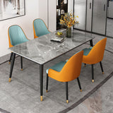 Modern 4 Legs Dining Table Grey Stone Top Table for Dining Room Clearhalo 'Dining Tables & Seating' 'Dining Tables' 'dining_table' 'furn' 'furn_dining_table' 'Furniture' 'Kitchen & Dining Furniture' 1200x1200_f2210ef9-a186-4431-b2e4-c1c46cb1beae