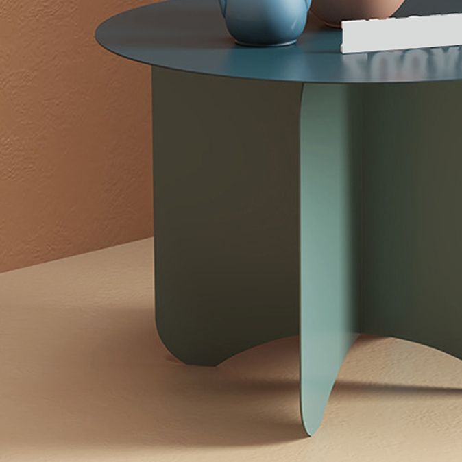 Mid-Century Modern Round Coffee Table with Iron Top and 4 Legs Clearhalo 'Coffee & Accent Tables' 'Coffee Tables' 'coffee_tables' 'furn' 'furn_coffee_tables' 'Furniture' 'Living Room Furniture' 1200x1200_f22452bb-a3f4-488b-b502-caaee0960d76