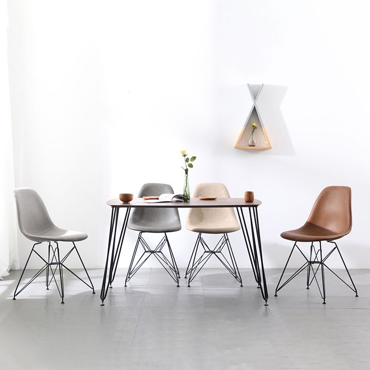 Industrial Design Leather Armless Dining Side Chairs Solid Back Dining Side Chair Clearhalo ' kitchen&dining_furn' 'Dining Chairs' 'Dining Tables & Seating' 'dining_chair' 'Furniture' 'furniture_dining_chair' 'Kitchen & Dining Furniture' 'kitchen' 1200x1200_f224d5c2-90a7-4087-86d7-b568a5bede0e