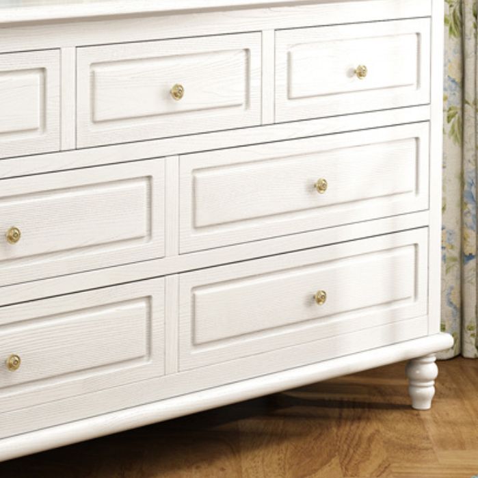 Mid-Century Modern White Chest with 7 Drawers and Turned Legs Clearhalo 'Cabinets & Chests' 'cabinets_chests' 'furn' 'furn_cabinets_chests' 'Furniture' 'Living Room Furniture' 1200x1200_f225e806-b4f9-4d65-9a84-0b0d5d226377