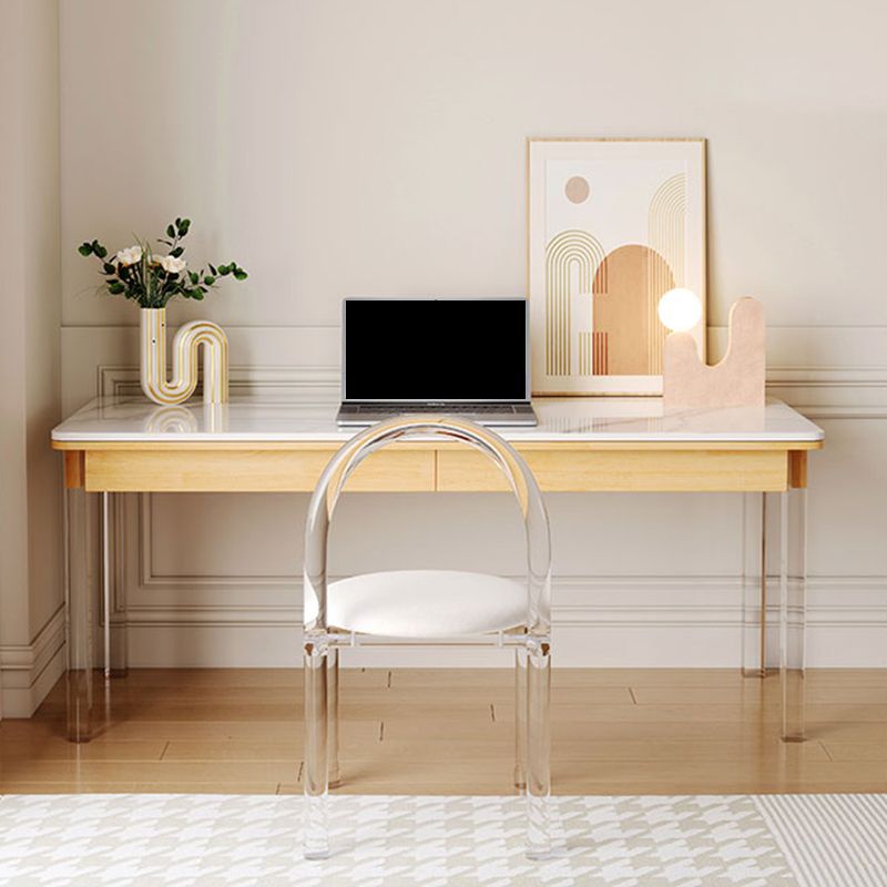 Modern Rectangular Shaped Office Table Stone Writing Desk in White Clearhalo 'furn' 'furn_office_desk' 'Furniture' 'Office Desks' 'Office Furniture' 'office_desk' 1200x1200_f227e19e-7d1c-48c7-a335-0cb6dd1a8b85