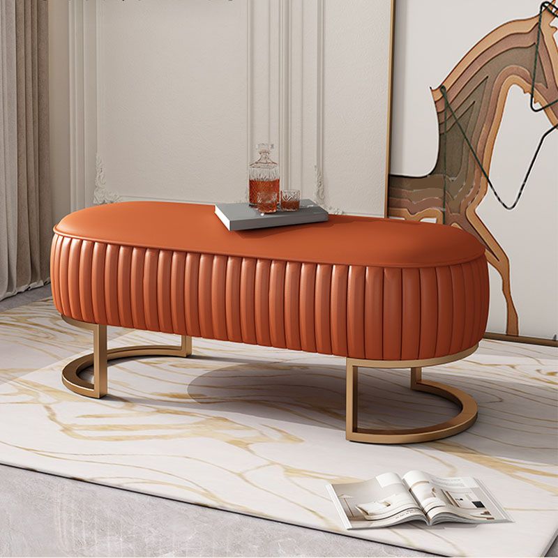 Modern Upholstered Bedroom Bench 16.5"H Seating Bench with Gold Metal Base Clearhalo 'Benches' 'Chairs & Seating' 'furn' 'furn_benches' 'Furniture' 'Living Room Furniture' 1200x1200_f22aac76-30e6-45a8-85dd-332a52f097d9