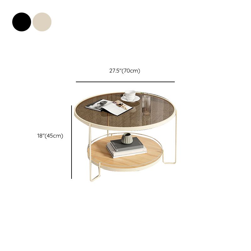 Tavolino da caffè rotondo in vetro Tavolo da cocktail tipo base a 3 gambe con contenitore