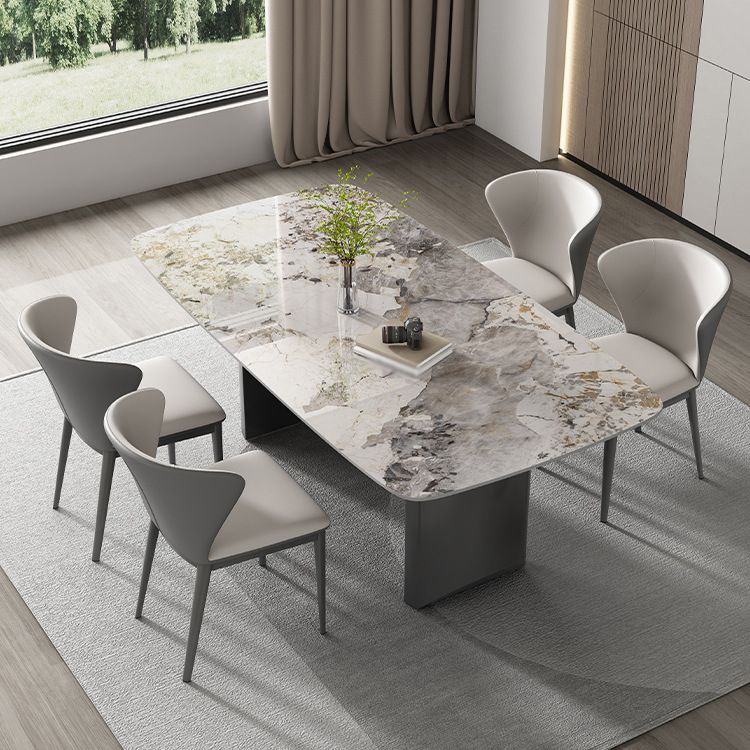 Modern Sintered Stone Dining Set Rectangle 1/2/5/7 Pieces Dining Area Table Set
