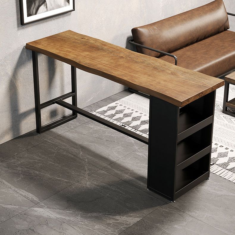 Industrial Style Bistro Bar Table Rectangle Wood Bar Table with Storage Clearhalo 'Bar Furniture' 'Bar Tables' 'bar_tables' 'furn' 'furn_bar_tables' 'Furniture' 'Kitchen & Dining Furniture' 1200x1200_f22f4dcd-650c-4e6a-ab2e-4d8bdb46f14c