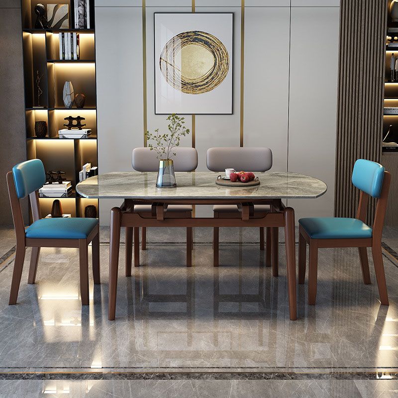 4 Legs Dining Table Sintered Stone Extendable Table for Kitchen Clearhalo 'Dining Tables & Seating' 'Dining Tables' 'dining_table' 'furn' 'furn_dining_table' 'Furniture' 'Kitchen & Dining Furniture' 1200x1200_f22f67e9-f1fd-4c2a-8cc5-e2ca56ecb223