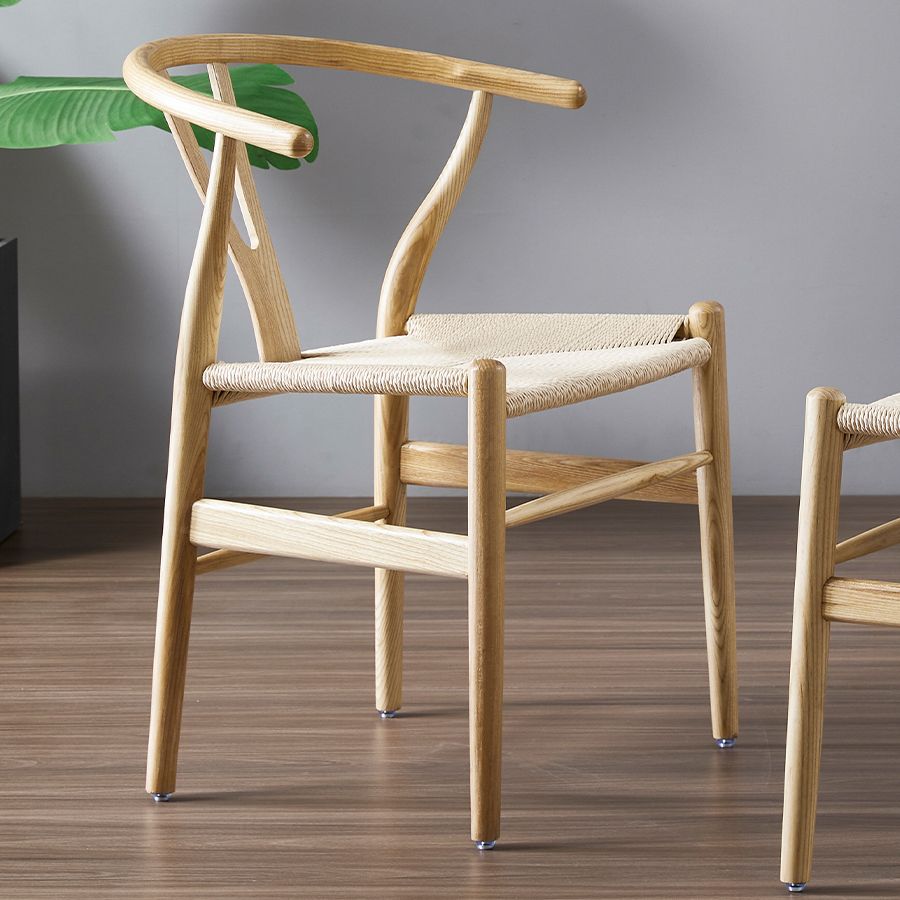 Contemporary Upholstered Restaurant Arm Chair Natural Wishbone Dining Chair Clearhalo ' kitchen&dining_furn' 'Dining Chairs' 'Dining Tables & Seating' 'dining_chair' 'furn' 'furn_dining_chair' 'Furniture' 'furniture_dining_chair' 'Kitchen & Dining Furniture' 'kitchen' 1200x1200_f22fcc54-0a8b-4393-965b-c9e1afe6c83c