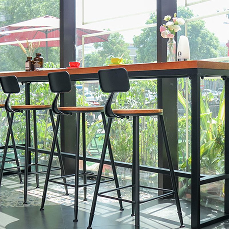 Brown Modern Style Bar Table Solid Wood and Metal Balcony Bar Table Clearhalo 'Bar Furniture' 'Bar Tables' 'bar_tables' 'furn' 'furn_bar_tables' 'Furniture' 'furniture_bar_tables' 'Kitchen & Dining Furniture' 1200x1200_f2314763-d718-4dc8-9413-7c067ea3ef31