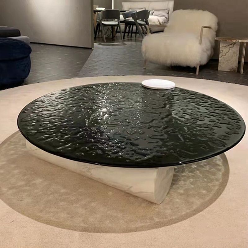 1 table basse moderne simple en verre/marbre, table de cocktail ronde
