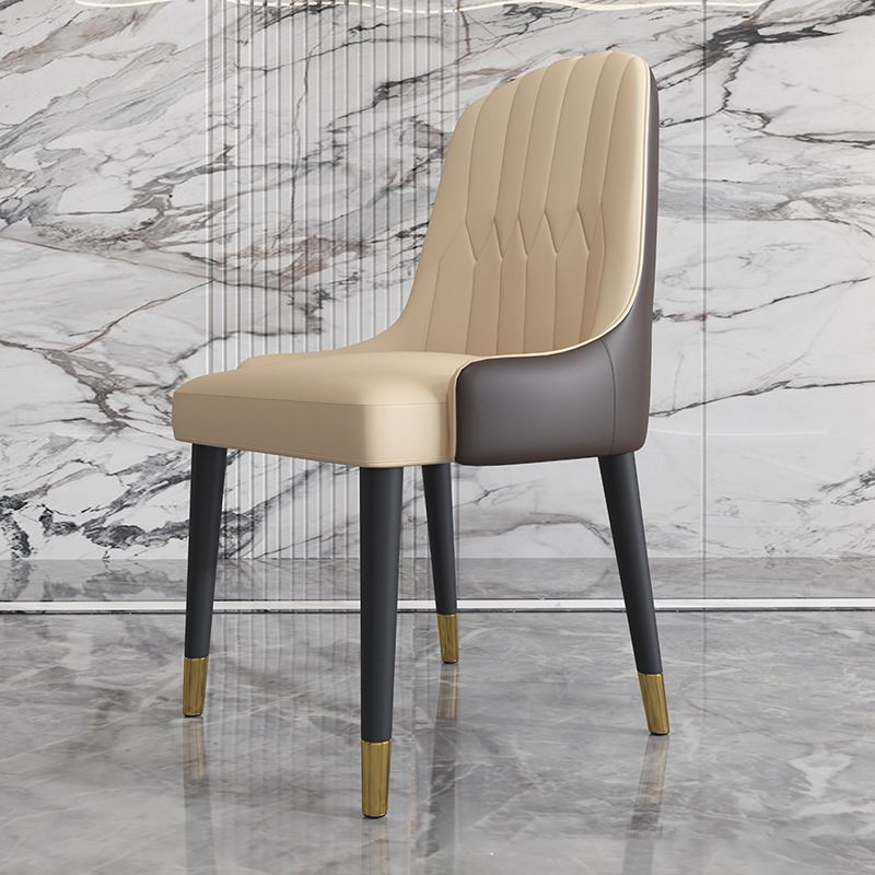 Scandinavian Style Leather Dining Chairs Armless Solid Back Chairs for Kitchen Clearhalo ' kitchen&dining_furn' 'Dining Chairs' 'Dining Tables & Seating' 'dining_chair' 'furn' 'furn_dining_chair' 'Furniture' 'furniture_dining_chair' 'Kitchen & Dining Furniture' 'kitchen' 1200x1200_f2376aad-25b8-4c3d-bdd2-ed6d10cb64c7