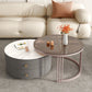 Metal Anb Glass Coffee Table Set Round Nesting Coffee Table Set with 2 Drawers Clearhalo 'Coffee & Accent Tables' 'Coffee Tables' 'coffee_tables' 'furn' 'furn_coffee_tables' 'Furniture' 'Living Room Furniture' 1200x1200_f23827c9-3c3c-4a6b-b787-e8046d026c48