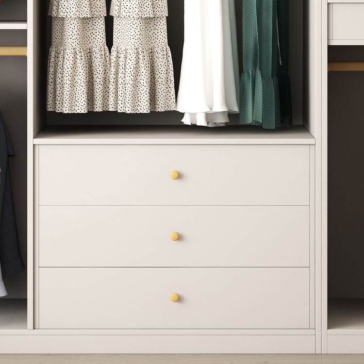 White Colour Wardrobe Contemporary Wooden Wardrobe Closet with Drawer Clearhalo 'Armoires & Wardrobes' 'armoires_wardrobes' 'Bedroom Furniture' 'furn' 'furn_armoires_wardrobes' 'Furniture' 1200x1200_f23b4220-a3d3-4964-8802-1473939a9252