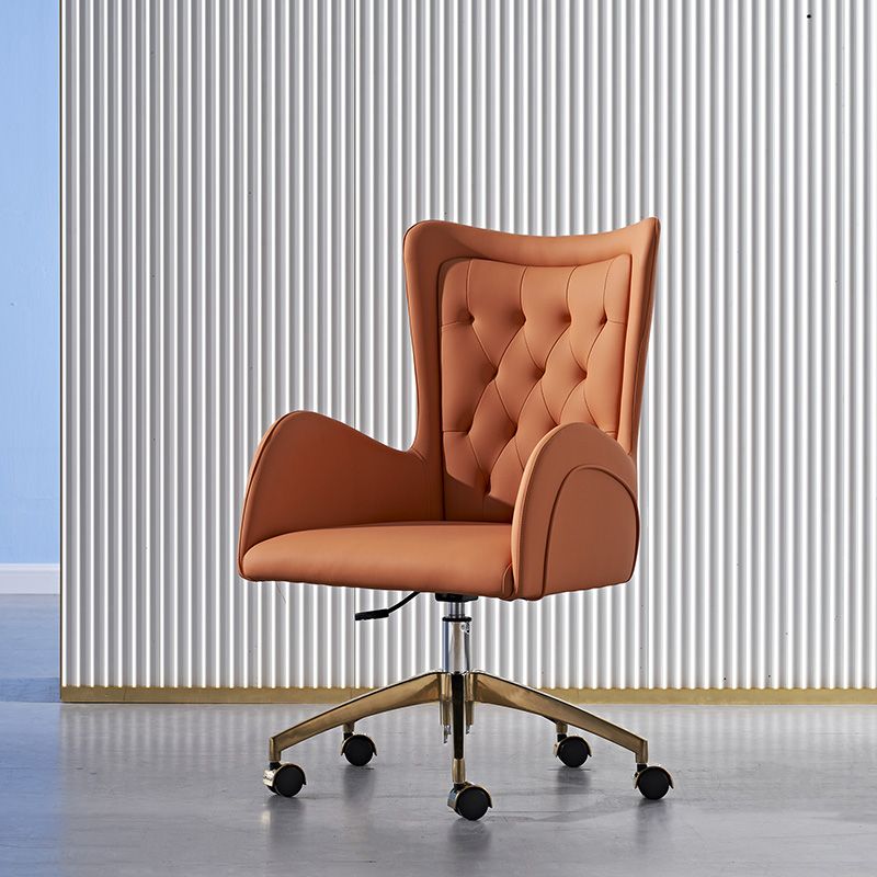 Mid Back Office Chair Rotatable Leather Desk Chair with Steel Base Clearhalo 'furn' 'furn_office_chair' 'Furniture' 'Office Chairs' 'Office Furniture' 'office_chair' 1200x1200_f23ba0ac-8600-4dd8-ad02-4d257034733d