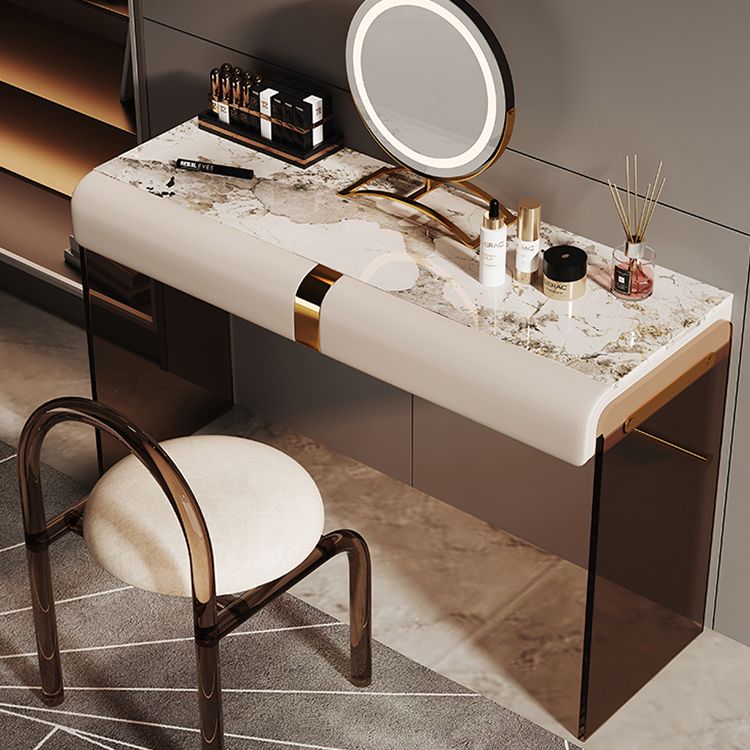 Scandinavian 30.7" Height Slate Top Table Makeup Vanity with Drawers