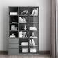 Contemporary Bookcase Closed Back Vertical Bookshelf with Doors
