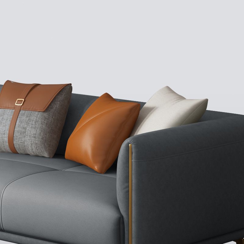 Contemporary Dark Gray Standard Sofa Faux Leather Sqaure Arm Couch Clearhalo 'furn' 'furn_sofas' 'Furniture' 'furniture_sofas' 'Living Room Furniture' 'Sofa' 'sofas' 1200x1200_f23fd85b-7bc0-4590-9810-cced673df4e9